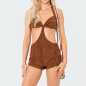Edikted Faux Suede romper